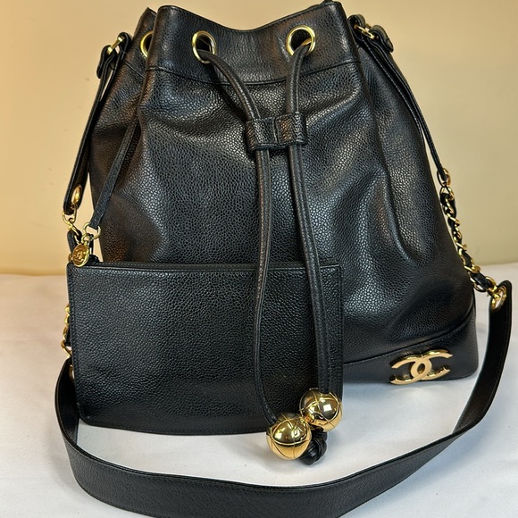 Chanel CC Black Leather Bucket Bag - Picture 3 of 16